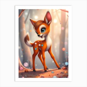 Liam, the Enchanted Fawn: A cute Baby Deer Artwork For Children Art Print