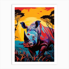 Pop Art Rhino In The Wild3 Art Print