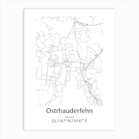 Ostrhauderfehn,Germany Minimalist Map Art Print