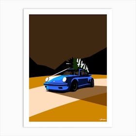 Porsche 911 - Christmas Tree - Retro Desert Art Print