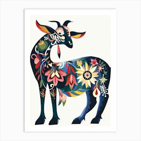 Goat and Flowers Art Print