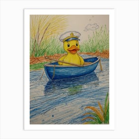 Duck In A Boat 10 Art Print