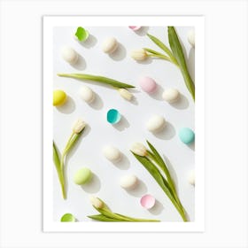Easter Eggs On White Background Art Print