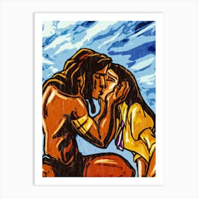 Kiss Of Tarzan And Jane Art Print