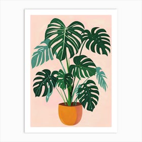 Swiss Cheese Plant Minimalist Illustration 1 Art Print