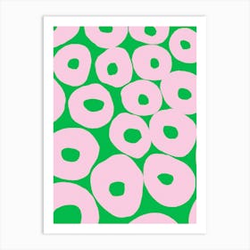 Abstract Circles Pink And Green Art Print