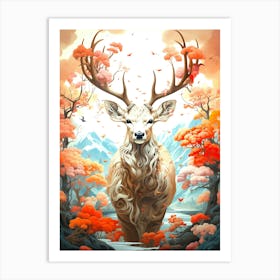 Deer In Autumn Art Print