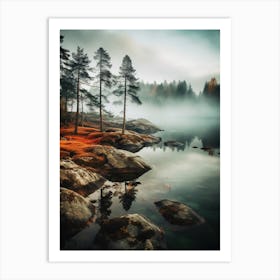 Misty Autumn Forest Art Print