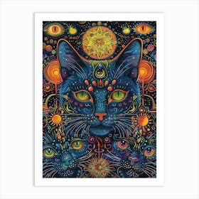 Psychedelic Cat 6 Art Print