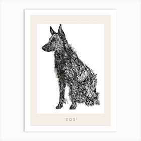 Furry Short Haired Dog Line Sketch 3 Poster Art Print