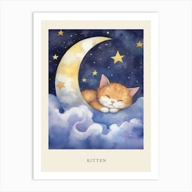 Baby Kitten 7 Sleeping In The Clouds Nursery Poster Art Print