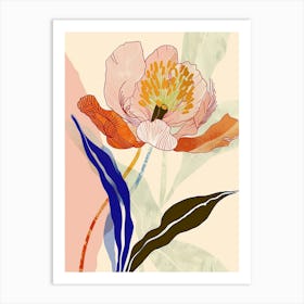 Colourful Flower Illustration Peony 4 Art Print