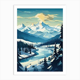 Whistler Blackcomb   British Columbia, Canada, Ski Resort Illustration 1 Simple Style Art Print