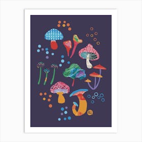 Candy Mushrooms [dark purple] Art Print