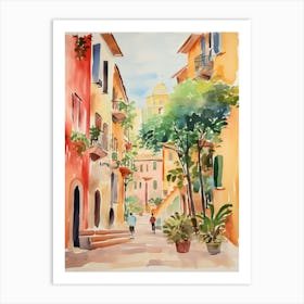 Rome, Italy Watercolour Streets 1 Art Print