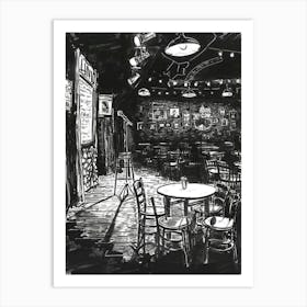 Comedy Club Austin Texas Black And White Drawing 1 Art Print