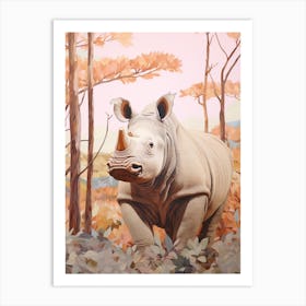 Pastel Pencil Crayon Style Rhino 3 Art Print