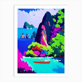 Ko Phi Phi Thailand Colourful Painting Tropical Destination Art Print