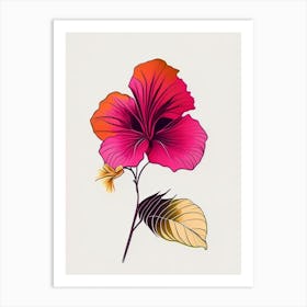 Hibiscus Floral Minimal Line Drawing 1 Flower Art Print