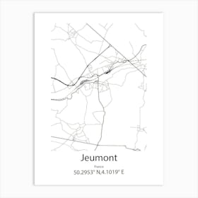 Jeumont,France Minimalist Map Art Print