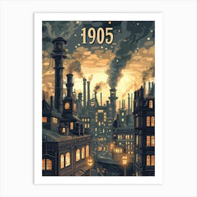 Aihrgdesign A Nostalgic Poster Of A 1905 City Skyline At Dusk 317eda9a B6b8 4438 8008 67f57208dbe4 2 Art Print