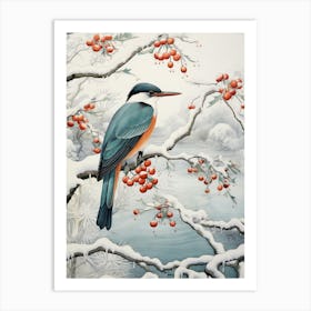 Winter Bird Painting Kingfisher 3 Art Print