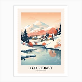 Vintage Winter Travel Poster Lake District United Kingdom 5 Art Print