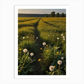 Dandelion Field At Sunset Art Print