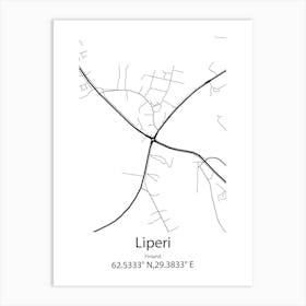 Liperi,Finland Minimalist Map Art Print