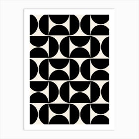 Mid Century Black And Cream White Art Print