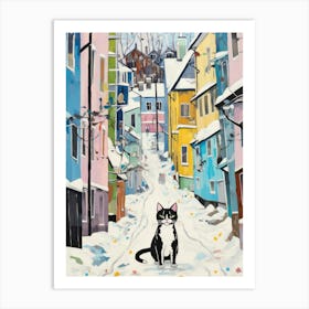 Cat In The Streets Of Helsinki   Finland With Snow 1 Art Print