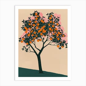 Orange Tree Colourful Illustration 3 Art Print