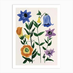 Painted Florals Canterbury Bells 3 Art Print