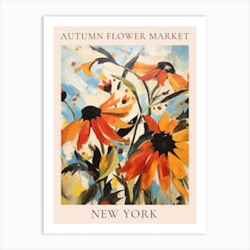 Autumn Flower Market Poster New York Art Print