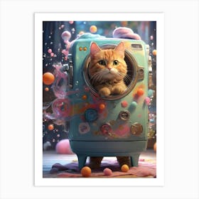 Cat In A Washing Machine 6 Art Print