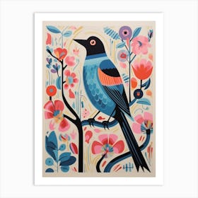 Colourful Scandi Bird Cowbird 3 Art Print