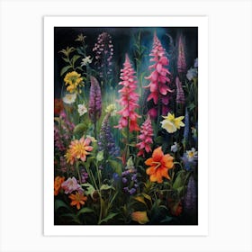 Wildflowers At Midnight Digital Oils Art Print