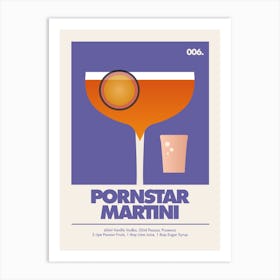 Pornstar Martini, Cocktail Print (Purple) Art Print