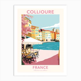 Collioure, France, Flat Pastels Tones Illustration 2 Poster Art Print