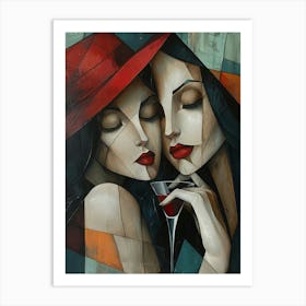 Two Women Drinking Wine 5 Art Print