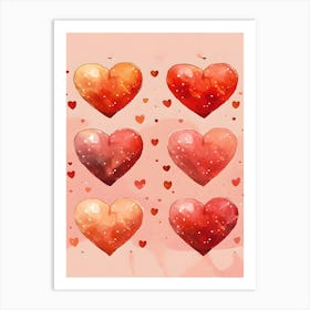 Watercolor Hearts 1 Art Print