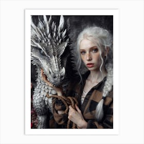 Girl With A Dragon 5 Art Print