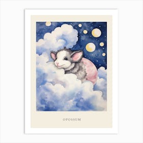 Baby Opossum 2 Sleeping In The Clouds Nursery Poster Art Print