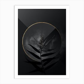 Shadowy Vintage Bush Cane Botanical on Black with Gold Art Print