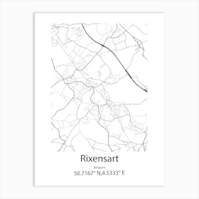 Rixensart,Belgium Minimalist Map Art Print