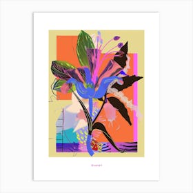 Bluebell 1 Neon Flower Collage Poster Art Print