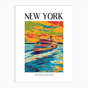 The Staten Island Ferry New York Colourful Silkscreen Illustration 1 Poster Art Print