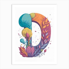 Colorful Letter D Illustration 67 Art Print