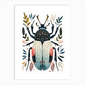 Colourful Insect Illustration Beetle 16 Art Print