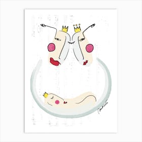 Parents With A new born Baby Abstract Art Print